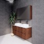 Bali Brown oak fluted wall hung vanity 1200 Cabinet Only