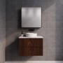 Bali Brown oak fluted wall hung vanity 750 Cabinet Only