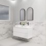 Bali Matte White fluted wall hung vanity 1200 Cabinet Only