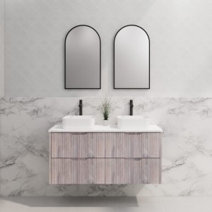 Bali White oak fluted wall hung vanity 1200 Cabinet Only