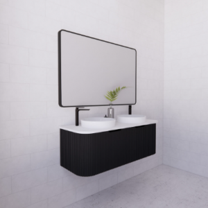 Bergen Matte Black Flute Wall-hung Vanity 1200mm Cabinet Only