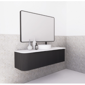 Bergen Matte Black Flute Wall-hung Vanity 1500mm Cabinet Only