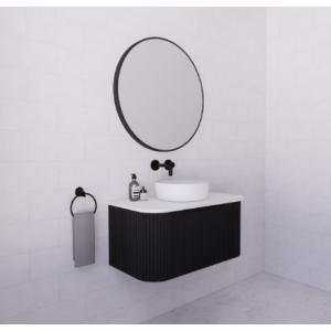 Bergen Matte Black Flute Wall-hung Vanity 900mm Cabinet Only