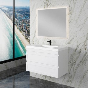 Haw-900 Matte White MDF Wall Hung Vanity Cabinet Only