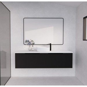 Vienna Matte Black fluted wall hung vanity 1500 Cabinet Only