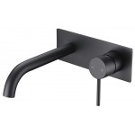 Ikon Hali Matte Black Wall Basin Or Bath Mixer With Spout HYB88-602MB