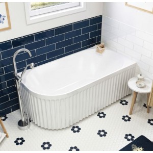 Eleanor Fluted Gloss White Left-Hand Corner Acrylic Bath 1500