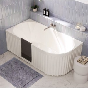 Eleanor Fluted Gloss White Right-Hand Corner Acrylic Bath 1500