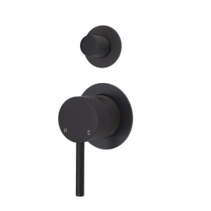 Axle Wall Diverter Mixer, Matte Black, Small Round Plates