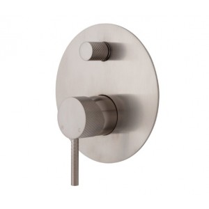 Axle Wall Diverter Mixer, Brushed Nickel, Large Round Plate