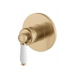 Eleanor Wall Mixer, Urban Brass With White Ceramic Handle