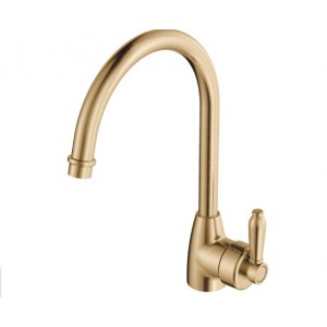 Eleanor Gooseneck Sink Mixer, Urban Brass With Urban Brass Handle