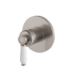 Eleanor Wall Mixer Brushed Nickel With White Ceramic Handle