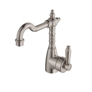 Eleanor Shepherds Crook Basin Mixer Brushed Nickel With Brushed Nickel Handle