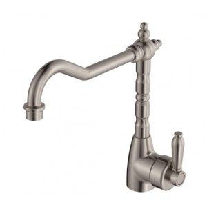 Eleanor Shepherds Crook Sink Mixer Brushed Nickel With Brushed Nickel Handle