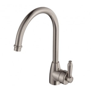 Eleanor Gooseneck Sink Mixer Brushed Nickel With Brushed Nickel Handle