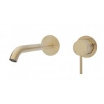 Kaya Wall Basin/Bath Mixer Set, Urban Brass, Round Plates, 200mm Outlet