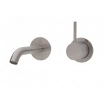 Kaya Up Wall Basin/Bath Mixer Set, Brushed Nickel, Round Plates, 160mm Outlet