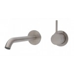 Kaya Up Wall Basin/Bath Mixer Set, Brushed Nickel, Round Plates, 200mm Outlet