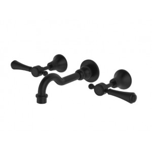 Lillian Lever Basin/Bath Wall Set Matte Black With Matte Black Handle