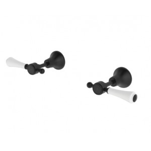 Lillian Lever Wall Top Assemblies Matte Black With White Ceramic Handle