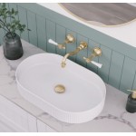 Lillian Lever Basin/Bath Wall Set Urban Brass With White Ceramic Handle