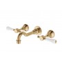 Lillian Lever Basin/Bath Wall Set Urban Brass With White Ceramic Handle