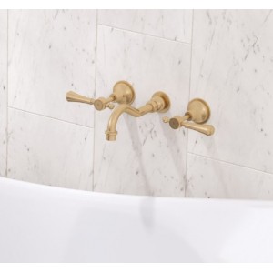 Lillian Lever Basin/Bath Wall Set Urban Brass With Urban Brass Handle