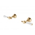 Lillian Lever Wall Top Assemblies Urban Brass With White Ceramic Handle