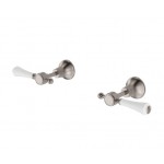 Lillian Lever Wall Top Assemblies Brushed Nickel With White Ceramic Handle