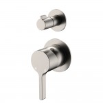 Sansa Wall Diverter Mixer, Small Round Plates, Brushed Nickel