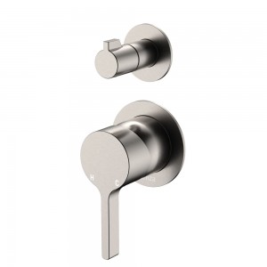 Sansa Wall Diverter Mixer, Small Round Plates, Brushed Nickel