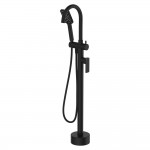 Tono Floor Mounted Bath Mixer With Hand Shower, Matte Black