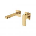 Tono Basin/Bath Wall Mixer Set, Square Plates, 160mm Outlet, Urban Brass