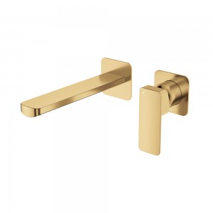 Tono Basin/Bath Wall Mixer Set, Square Plates, 200mm Outlet, Urban Brass