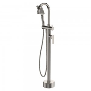 Tono Floor Mounted Bath Mixer With Hand Shower, Brushed Nickel