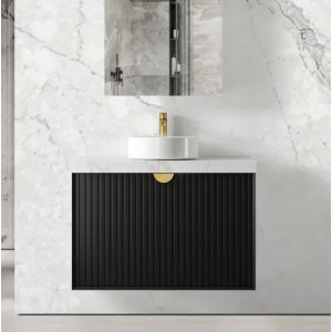 Marlo Wave Board Black Wall Hung Vanity 900 Cabinet Only