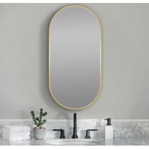 Brushed Gold Framed Oval Mirror 450*900